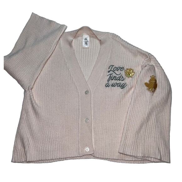 Disney Tiana Love Finds a Way Cardigan Womens Size XL Light Pink Frog Patch SOFT - Picture 1 of 14
